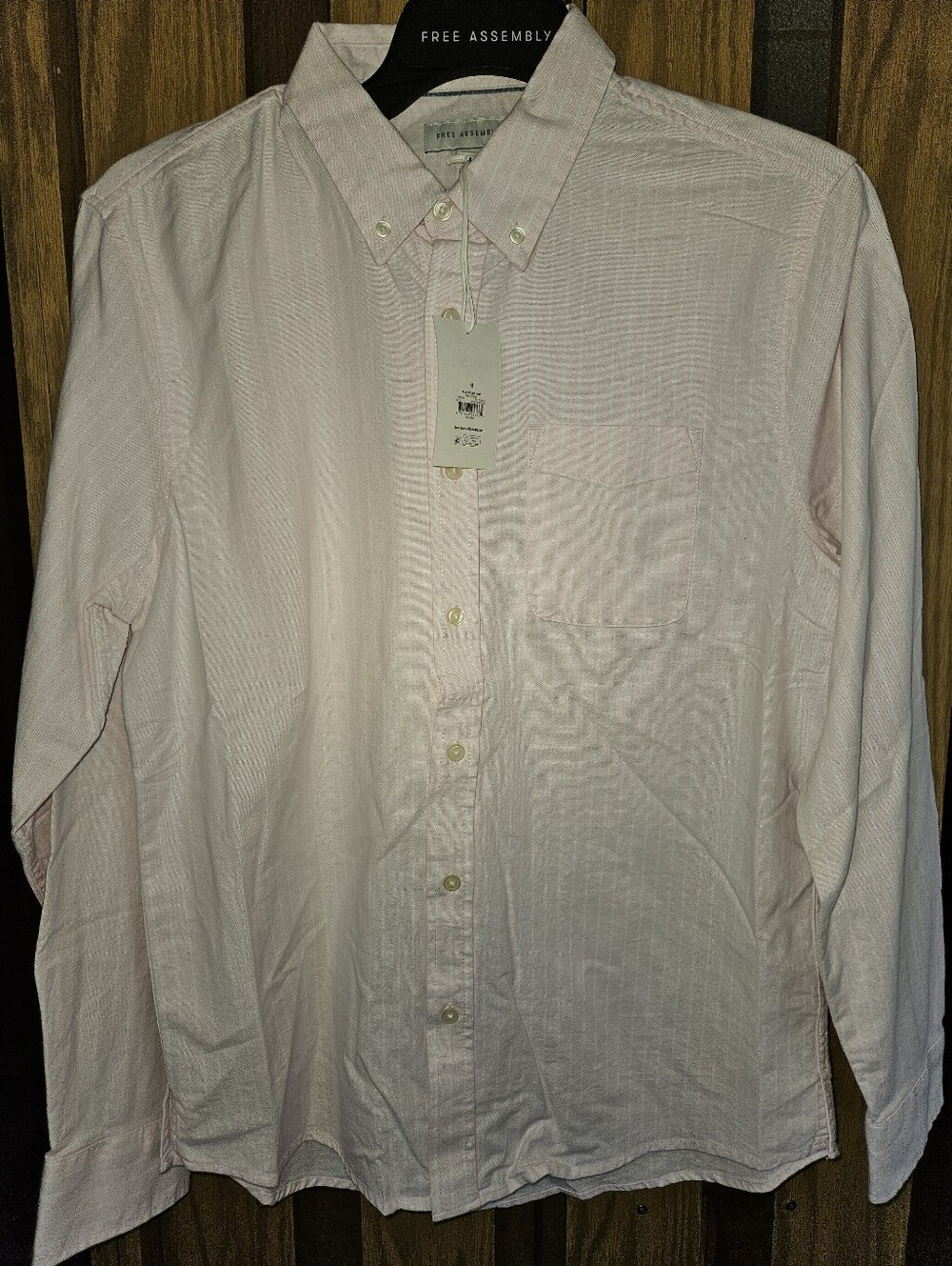 NWT Free Assembly Sz M Light Pink/White Striped Button-Down Shirt